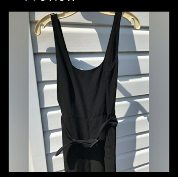 Banana Republic black wide leg sleeveless belted jumpsuit with pockets, back zip - Picture 5 of 8